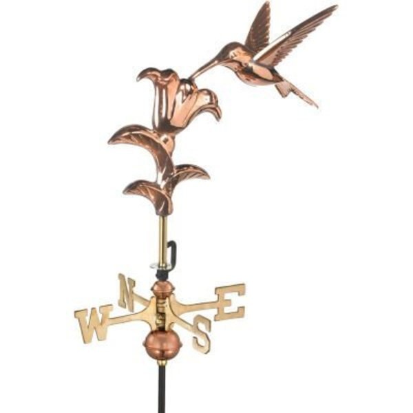 Good Directions Hummingbird Garden Weathervane, Polished Copper w/Roof Mount